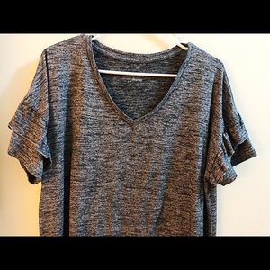 Grey top with ruffle sleeves